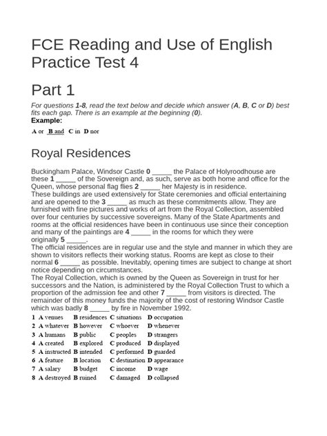 Fce sample test.  It contains practice material to help students prepare for the First Cert...