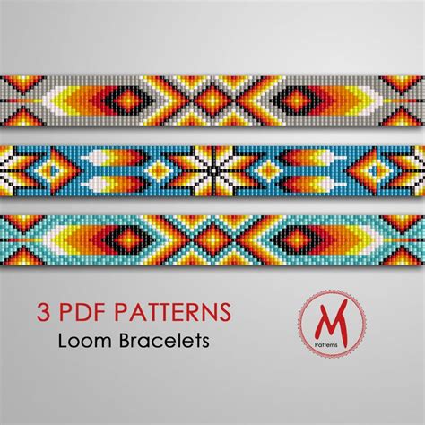 Feather Loom Bead Patterns for Bracelets Set of 3 Pattern Etsy