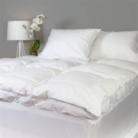 Featherbed mattress topper. 500 fill power, 90% white feather fiber, 10% white down fiber. Elasticized anchor bands in each corner will prevent your topper from slipping off the mattress. Freshloft cleaning process removes the dirt and allergens from the down material, leaving it fresh, fluffy, and with the highest level of purity. Both American Down and Feather Council ... 