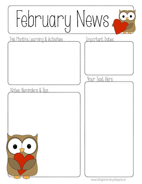 February Newsletter Template Teaching Resources TPT - TeachersPayTeachers