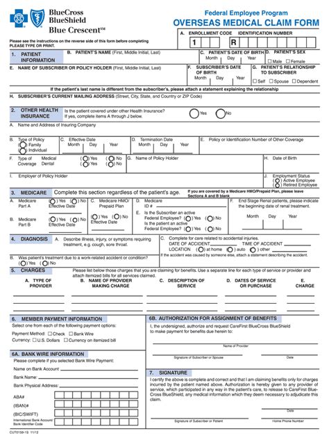 Federal Bcbs Basic Overseas Claim Form Fill Out and Sign Printable