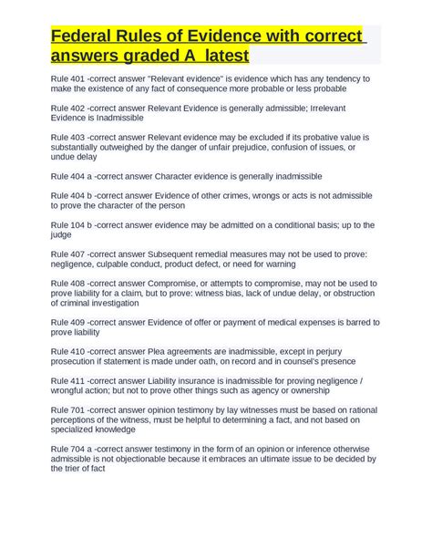Federal Rules of Evidence Docsity