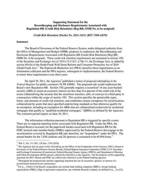 Federal Supporting Statements Template Database