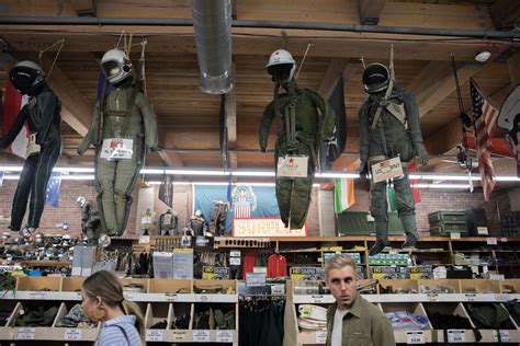 Apr 25, 2018 · Visitors walk the aisles under various flight suits hanging from the rafters at the Federal Army & Navy Surplus store in Seattle’s Belltown neighborhood. . 