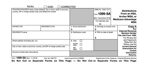  Distributions from a health savings account (HSA), Archer MSA, or Medicare Advantage (MA) MSA are reported to you on Form 1099-SA. File Form 8853 or Form 8889 with your Form 1040 to report a distribution from these accounts even if the distribution is not taxable. The payer is not required to compute the taxable amount of any distribution. . 