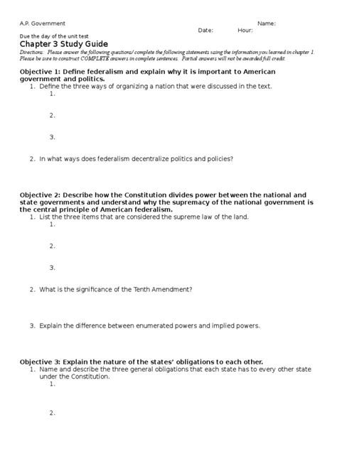 Federalism study guide answer for government. - The dancer s survival manual everything you need to know.