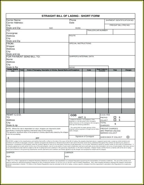 Fedex Bill Of Lading Forms Form Resume Examples oPKl92p3xn