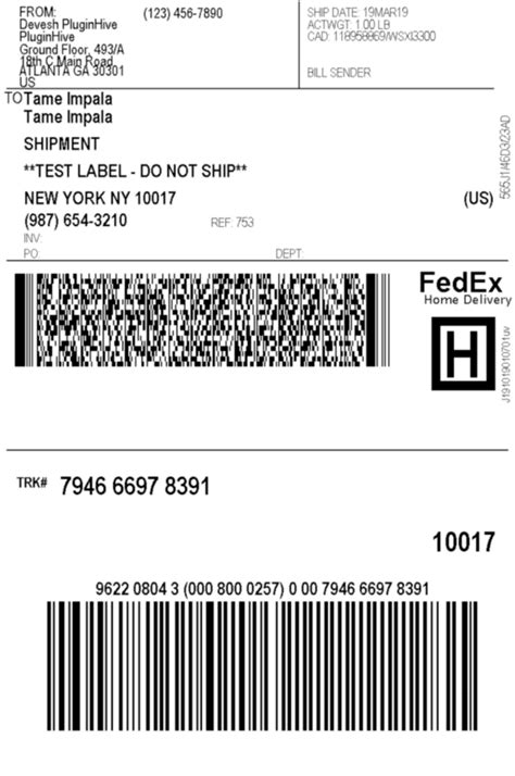 Fedex label created. 