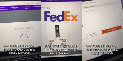 Fedex poster hack. Aug 26, 2022 · In a viral video, a TikToker shares a hack to avoid paying high rates for printed posters by utilizing FedEx's printing services. “STOP OVERPAYING FOR POSTERS AND USE THE FEDEX METHOD,” user ... 
