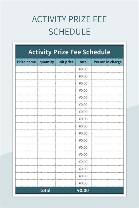 Fee Schedule Google Sheets