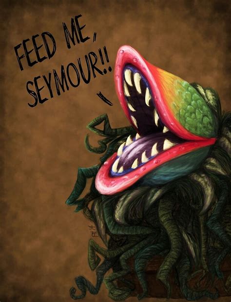 Feed me seymour. A great memorable quote from the Little Shop of Horrors movie on Quotes.net - Audrey II: Feed me! Seymour: I beg your pardon? Audrey II: Feed me! Seymour: Tuey! You talked! You opened up your - trap, your thing, you said-- Audrey II: Feed me, Krelborn, feed me now! Seymour: I can't! Audrey II: I'm starvin'! Seymour: Look, maybe I can squeeze a … 