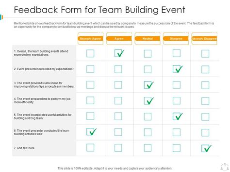 Feedback Form For Team Building Event Presentation Graphics