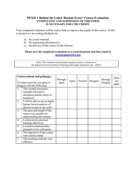 Feedback Form Usability Test of Web Course