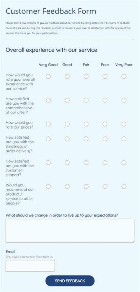Feedback Forms Online Form Templates for Feedback 123 Form Builder