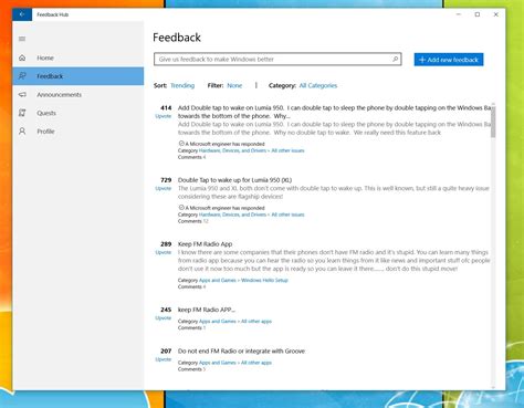 Feedback Hub now available for anyone running Windows 10 PC …