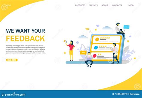Feedback Vector Website Landing Page Design Template Stock Vector