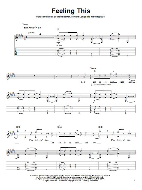 Feeling This Chords by Blink-182 Songsterr Tabs with …