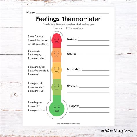Feelings Thermometer Printable