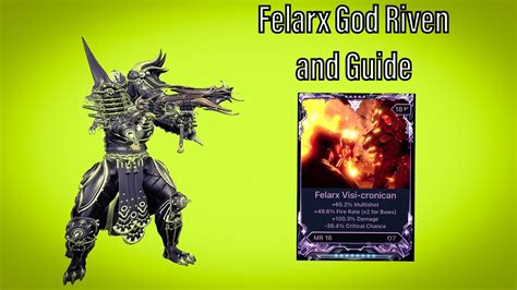 Felarx riven. Provides a quick comparison of the most commonly rolled-for riven stats. Be warned - this is a census, not a damage calculator. These statistics identify which stats the majority of players tend to roll their rivens toward. If you're looking for the highest damaging combination of stats, or someone else's opinion about what you should be using ... 