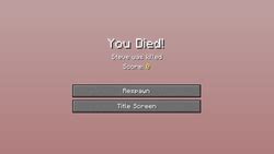 Fell while climbing minecraft.  Appears when the player is killed by falling after...