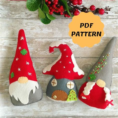 Felt Gnome Craft Pattern in 2020 Gnome patterns