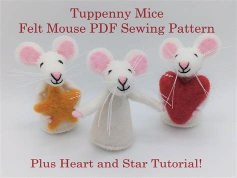 Felt Mouse Easy PDF pattern and tutorial Step by step photo Etsy