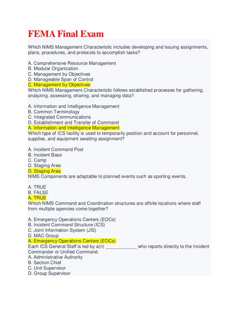Fema Test Answers For Free