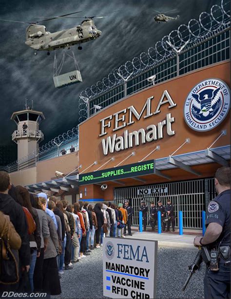 Fema camps at walmart. Back to the math: 20 Million non-complying citizens divided by 800 FEMA Camps + who-knows-how-many “Walmart Camps”, let’s just stick with only 800 camps, equals 25,000 citizens per camp. Now you may be thinking, “25,000 people can’t fit … 
