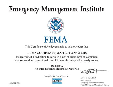 Fema Test Answers IS-3: Radiological Emergency Management Test Answers for nThis independent study course contains information on a variety of radiological topics, including: Fundamental principles of radiation ... Unit 5: Preparing for Hazardous Materials Incidents. This Unit explains what local communities can do to increase their emergency .... 