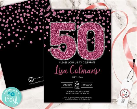 Female 50th Birthday Invitation Templates