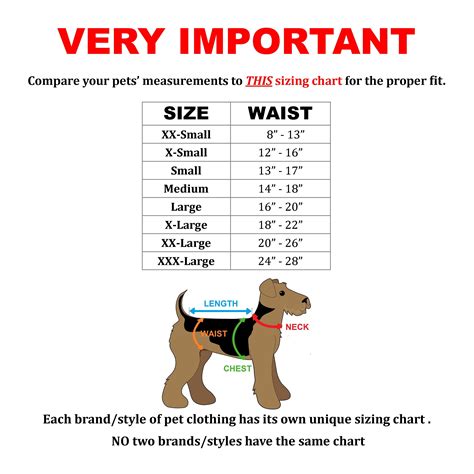 Female Dog Diaper Size Chart