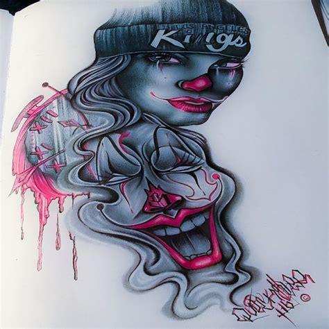 Female clown tattoo. 6. Girl Clown Tattoo Design: The girl clown tattoo is a new design that has gained much attention from the women crowd. Since clowns before were inked only with a man's face in mind, this girl tattoo with long hair and a country girl hat look is super cool given by the designers. 7. Skull Clown Tattoo: 