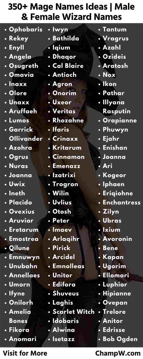 Female mage names. It takes inspiration from strong female figures in myth and legend, crafting names that exude feminine charm and authority. On the other hand, the male wizard name generator offers a blend of strong and … 
