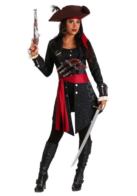 Female pirate outfit. Womens Dark Spirit Pirate Costume, Brown. £36.99 £13.05. 1. 2. We have a fab collection of Adult Pirate Costumes fit for any party. We have some fantastic pirate costumes for men, and equally stunning ones for women too. Pirates are always a great choice for many fancy dress themed parties, and we've gathered all of our treasure into this one ... 