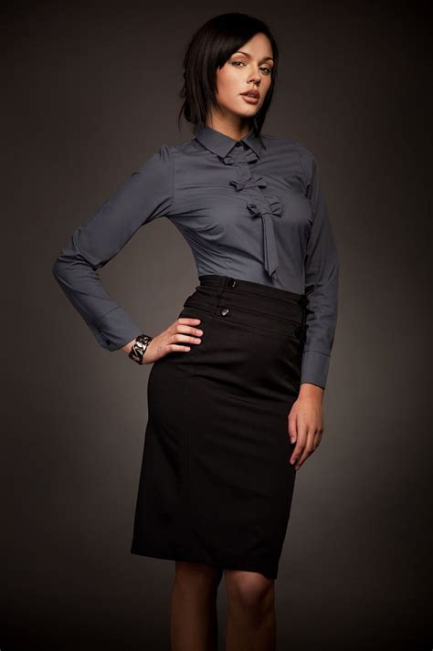 Female work clothes. Silk blouses, sleeveless tops, mock-neck t-shirts, cardigans and even camis can all be ideal for the office, as long as you ensure the neckline is modest. If ... 