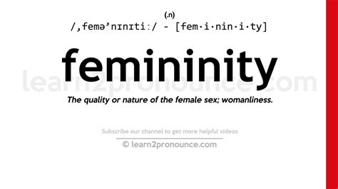 Femininity definition.  femininity c1405&ndash; Behaviour or qualities regarded as characteristic...