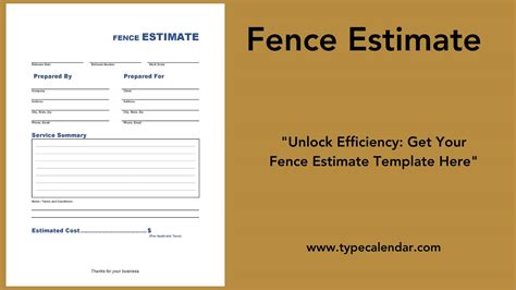 Fence Estimate Template Excel