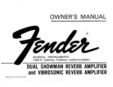 Fender dual showman owner manual ampwares. - Fundamental concepts in the design of experiments.