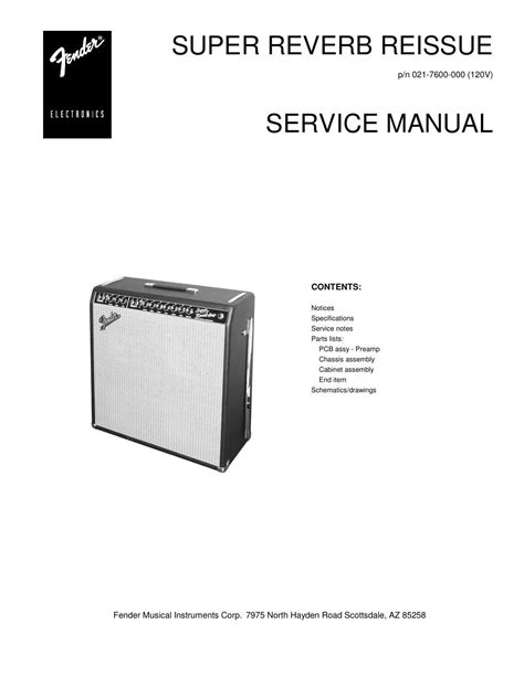 Fender super reverb reissue service manual. - Diseño de cimentaciones manual de soluciones john cernica.