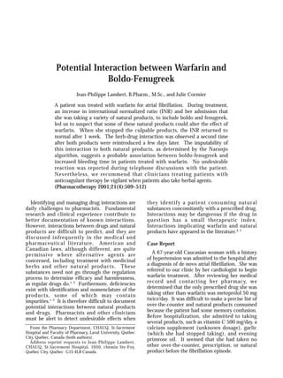 Fenugreek - Warfarin Interaction Details HelloPharmacist