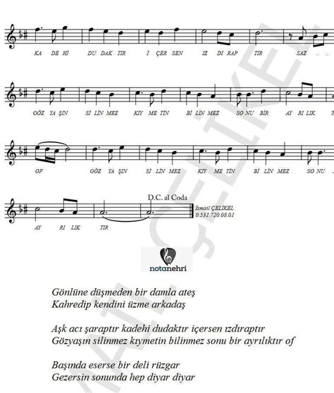 Ferdi Tayfur-Deli Aşk gitar tabları akorları notaları şarkı sözleri. 