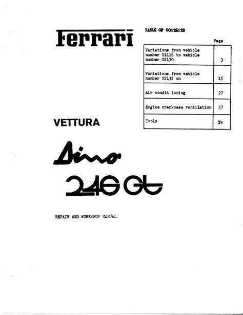 Ferrari dino 246 gt gts workshop service repair manual. - Mitsubishi pajero service manual 2 5td.