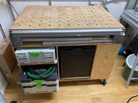 Festool mft table cart.  Specifications: Table Height with Legs Folded: ...