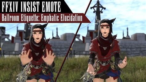 Ff14 insist emote. A player character performs the Lali-Ho emote in Final Fantasy XIV. Accept the final quest at (X:11, Y:11.9) from Ronitt, and once you've rallied his spirits, he will travel around Tomra practicing his Lali-Ho. Go with him and speak with him after each stop he makes. 