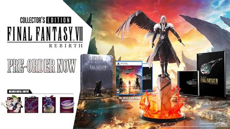 Ff7 rebirth collectors edition. The FF7 Rebirth Collector’s Edition includes all the goodies from the Deluxe Edition, along with a very impressive 19-inch static arts Sephiroth statue. It's priced at $349.99, so you're paying ... 