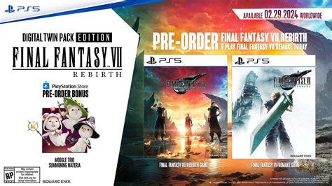Ff7 rebirth pre order bonus. Here are all the FF7 Rebirth editions players can purchase: Standard Edition. The Standard Edition is $69.99, and players who pre-order it will receive a Midgar Bangle Mk. II armor once the game ... 