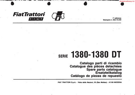 Fiat 1380 1380dt series tractor service parts catalog manual 1. - Cleveland wheels and brakes maintenance manual.