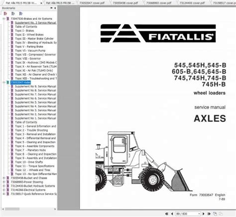Fiat allis 545 545h wheel loader service parts catalog manual 1. - Oliver fleetline super 55 66 77 88 550 660 770 880 manuale di servizio del rivenditore 1378 pagine.