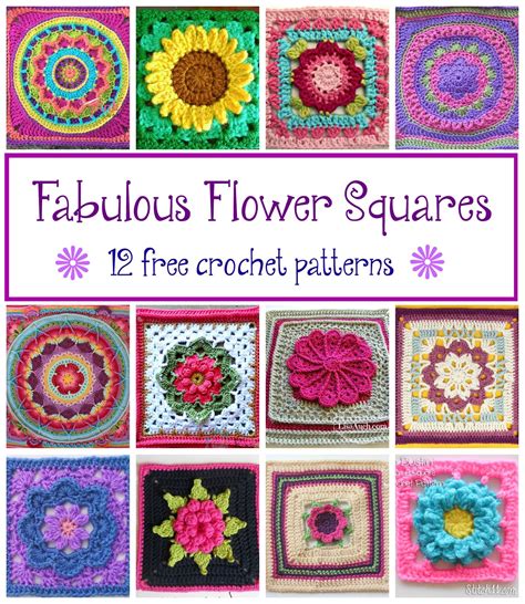 Fiber Flux Fabulous Flower Squares! 12 Free Crochet Patterns...