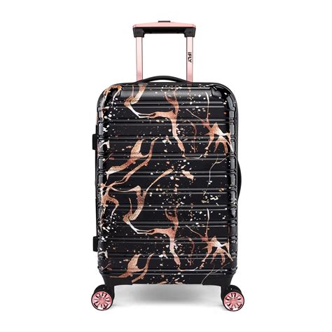 Fibertech Marble Hardside Luggage 20 Inch Carry-on, Black/Rose …